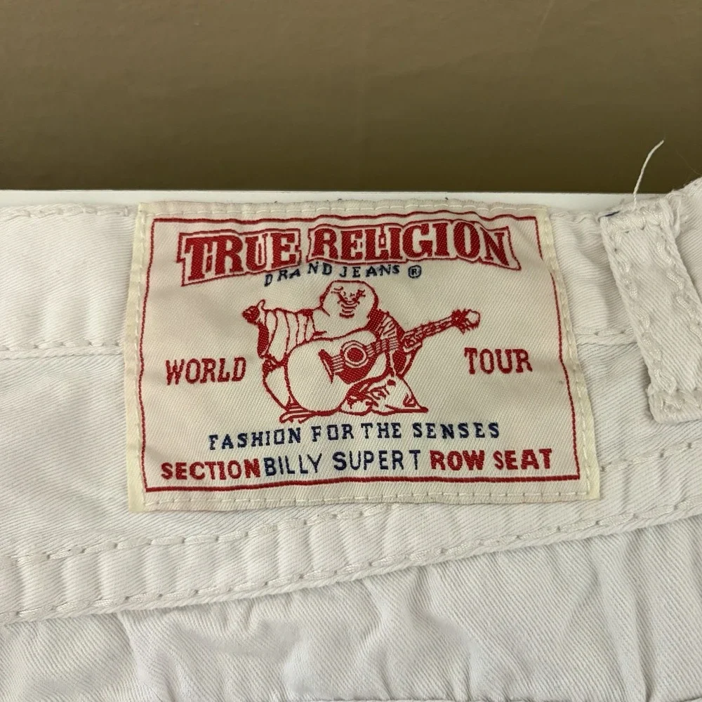 True Religion Mens Billy Super T Jeans Size 38 White Stitch Y2K Bootcut Denim